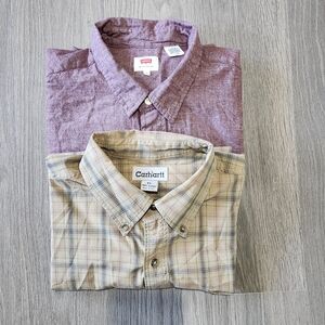 Lot of 2 Men Chambray Button Down Shirts Long Sleeves size XL